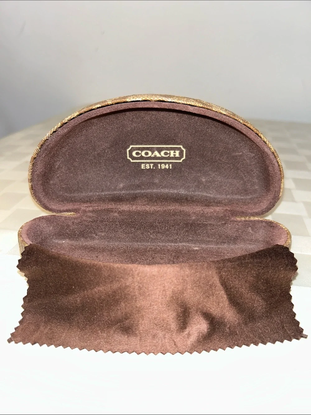 Coach Signature Hard Eyeglass Case with signature cleaning cloth